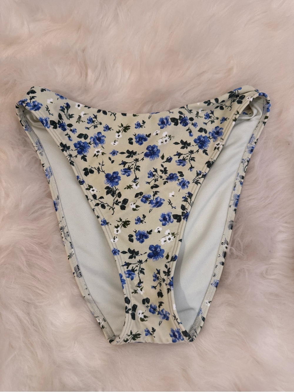 Abercrombie & Fitch Beige Floral Bikini Bottoms with Blue Flowers